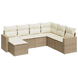 vidaXL Salon de jardin avec coussins 7 pcs beige résine tressée