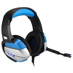 Wewoo Casque noir et bleu pour PS4, Smartphone, Tablette, Ordinateur, Ordinateur Portable + Deep Bass Gaming avec Microphone LED Lumière