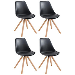 Decoshop26 4 chaises de salle à manger style scandinave en synthétique et plastique noir pieds carré en bois clair CDS10370