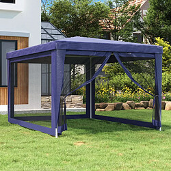 vidaXL Tente de fête avec 4 parois latérales en maille Bleu 3x4 m PEHD