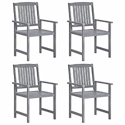 Maison Chic Lot de 4 Chaises de jardin,Fauteuil d'extérieur Bois massif d'acacia Gris -MN37109