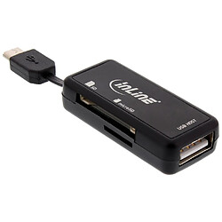 Lecteur de carte InLine® OTG Dual Flex pour SD et micro SD avec port USB et 2 logements de carte 