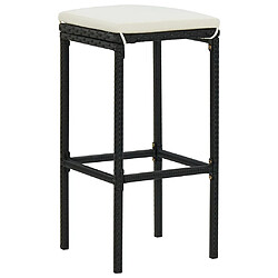 vidaXL Tabourets de bar avec coussins lot de 6 noir résine tressée