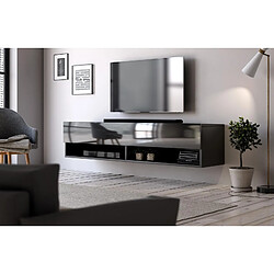 VIVALDI Meuble TV - DERBY 2 - 140 cm - noir mat / noir brillant - style moderne