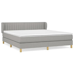 vidaXL Sommier à lattes de lit avec matelas Gris clair 180x200cm Tissu