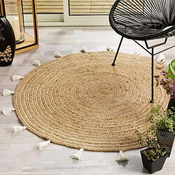 Paris Prix Tapis Rond Déco en Jute Shira 120cm Blanc