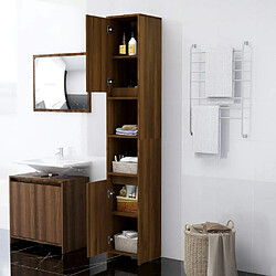 Avis Maison Chic Armoire de bain,Meuble de rangement de salle de bain,Meuble haut Chêne marron 30x30x183,5 cm Bois d'ingénierie -GKD746952