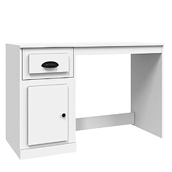 Maison Chic Bureau solide,Table de travail,Bureau d'ordinateur avec tiroir blanc 115x50x75 cm bois d'ingénierie -GKD88285