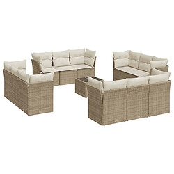 vidaXL Salon de jardin avec coussins 13 pcs beige résine tressée