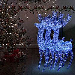 vidaXL Rennes de Noël XXL Acrylique 250 LED 3 pcs 180 cm Bleu 