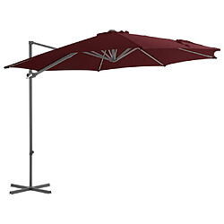 vidaXL Parasol de jardin en porte-à-faux mât en acier rouge bordeaux