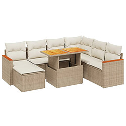 vidaXL Salon de jardin avec coussins 8 pcs beige résine tressée