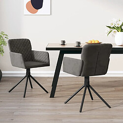 vidaXL Chaises pivotantes à manger lot de 2 Gris foncé Velours