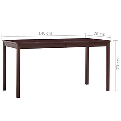 vidaXL Table à manger Marron foncé 140x70x73 cm Bois de pin pas cher