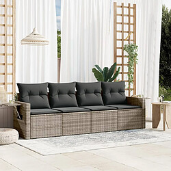 vidaXL Salon de jardin 4 pcs avec coussins gris résine tressée 