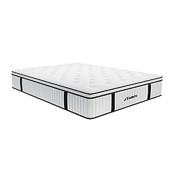 Vente-Unique Ensemble 160 x 200 cm sommier coffre blanc + matelas ressorts ensachés surmatelas intégré ép.28cm - AMERICAN DREAM de YSMÉE