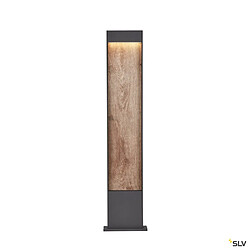 Borne extérieur SLV FLATT 100 anthracite/imitation bois avec LED intégrée pour éclairage extérieur, Hauteur 100 cm