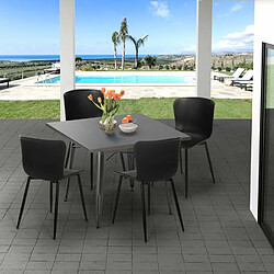 Ahd Amazing Home Design Ensemble 4 Chaises Table Carrée 80x80cm Tolix Design Industriel Wrench, Couleur: Gris