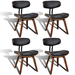 Decoshop26 Lot de 4 chaises de salle à manger cuisine design moderne bois courbé et synthétique noir CDS021324