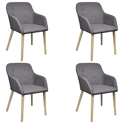 vidaXL Chaises à manger lot de 4 gris clair tissu et chêne massif 