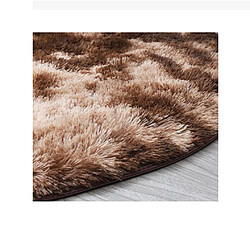 LUUCOZK Tapis à poils longs doux et moelleux pour chambre et salon - Bleu fantastique-Diamètre 100cm pas cher