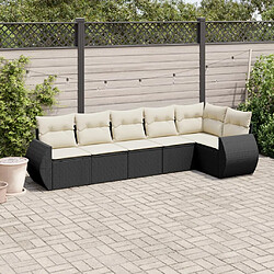 vidaXL Salon de jardin 6 pcs avec coussins noir résine tressée 