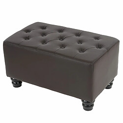 Mendler Fauteuil de luxe lounge relax Chesterfield avec pouf, similicuir ~ pieds ronds, brun antique