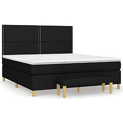 vidaXL Sommier à lattes de lit avec matelas Noir 180x200 cm Tissu