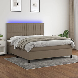 vidaXL Sommier à lattes de lit et matelas et LED Taupe 180x200cm Tissu 