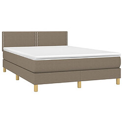 Avis vidaXL Sommier à lattes de lit avec matelas LED Taupe 140x190 cm Tissu