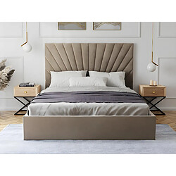 Acheter Lit coffre 160 x 200 cm - Velours - Taupe + Matelas - RILIODA de Pascal Morabito