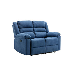 Acheter Vente-Unique Canapé 3 places, 2 places et fauteuil relax électrique en tissu bleu BUROLO