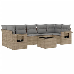 vidaXL Salon de jardin avec coussins 8 pcs beige résine tressée