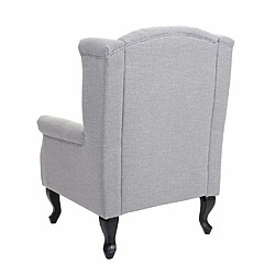 Mendler Fauteuil de luxe Chesterfield, fauteuil à oreilles, tissu hydrofuge ~ gris sans ottomane pas cher