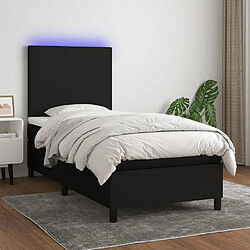 vidaXL Sommier à lattes de lit et matelas et LED Noir 100x200 cm Tissu