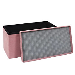 The Home Deco Kids Banc coffre pliable en velours couvercle compatible briques de construction rose. pas cher