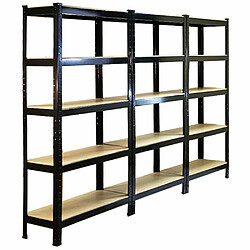 Monstershop Monster Racking 3 Rayonnages T-Rax en Acier Sans Boulons Noirs 75cm x 30cm x 150cm