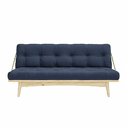 Inside 75 Banquette futon FOLK en pin massif coloris marine couchage 130 x 190 cm.