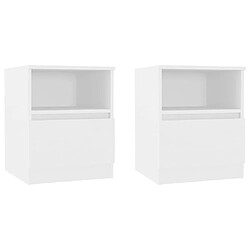 Maison Chic Lot de 2 Tables de chevet - Tables de Nuit Blanc 40x40x50 cm Aggloméré