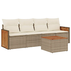 vidaXL Salon de jardin avec coussins 5 pcs beige résine tressée