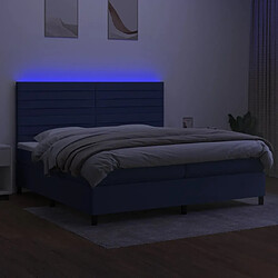 Avis vidaXL Sommier à lattes de lit et matelas et LED Bleu 200x200 cm Tissu