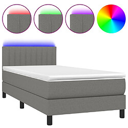 vidaXL Sommier à lattes de lit et matelas et LED Gris foncé 100x200 cm