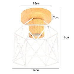 Stoex Plafonnier Moderne Lampe de Plafond Vintage Luminaire Plafonnier Rétro Abat-Jour Cage en Métal Pour Café Couloir Chambre Cuisine Salon Blanc pas cher