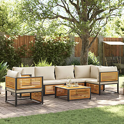 vidaXL Salon de jardin avec coussins 7 pcs bois massif d'acacia