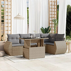 vidaXL Salon de jardin avec coussins 6 pcs beige résine tressée