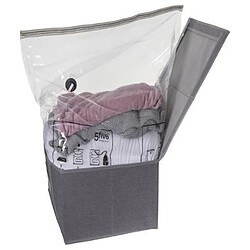 Atmosphera, Createur D'Interieur Sac compresseur avec coffre de rangement - 40 x H. 25 cm -Gris