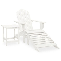 Maison Chic Chaise de jardin avec pouf - Fauteuil d'extérieur Adirondack et table Sapin Blanc -MN89426