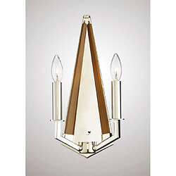 Luminaire Center Applique murale Hilton 2 Ampoules E14 Polished Nickel/bois taupe