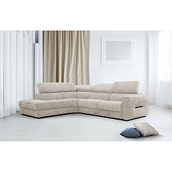 Courtois Laville Canapé d'angle gauche Calvera 5 places tissu beige