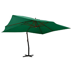 vidaXL Parasol de jardin en porte-à-faux avec mât en bois vert 